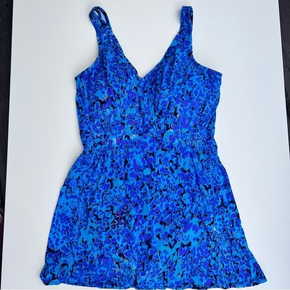 Beach Belle Swimwear blue print swim dress